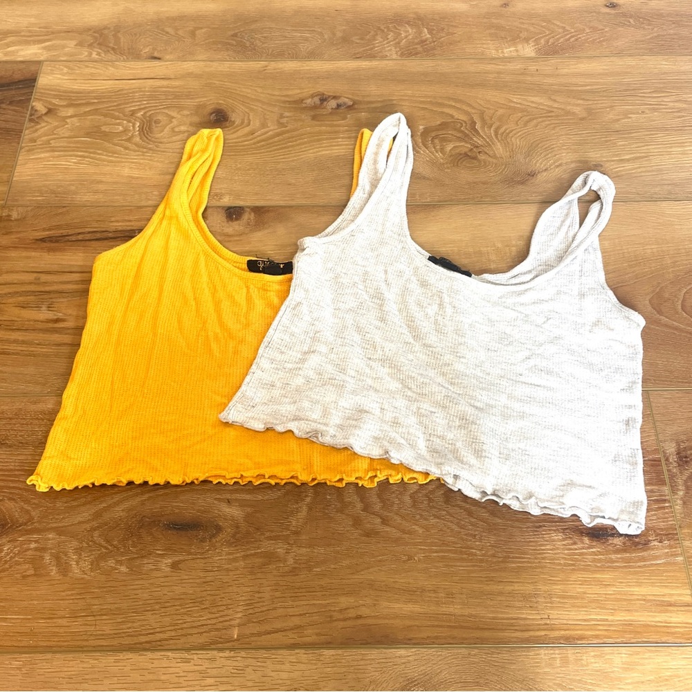 2 Pack- Vibrant Yellow and Grey Crop‎ Tops